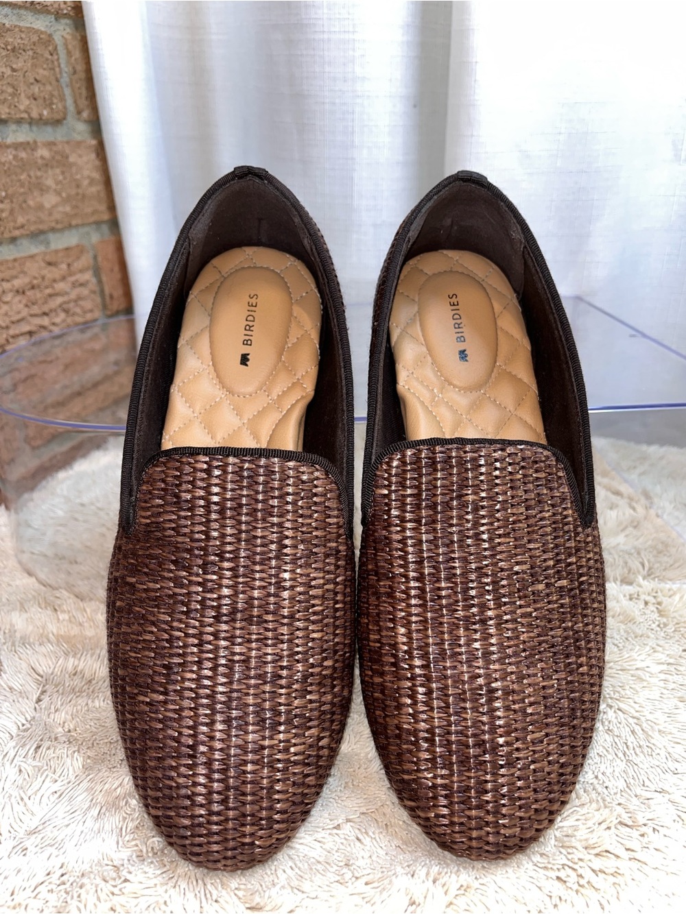 Birdies Starling Mahogany Raffia Loafers Size 8 Quilted Comfort